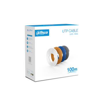 Cable UTP Cat6 Dahua® Interior Rollo 100mt 100% Cobre Blanco - DH-PFM920I-6UN-C-100